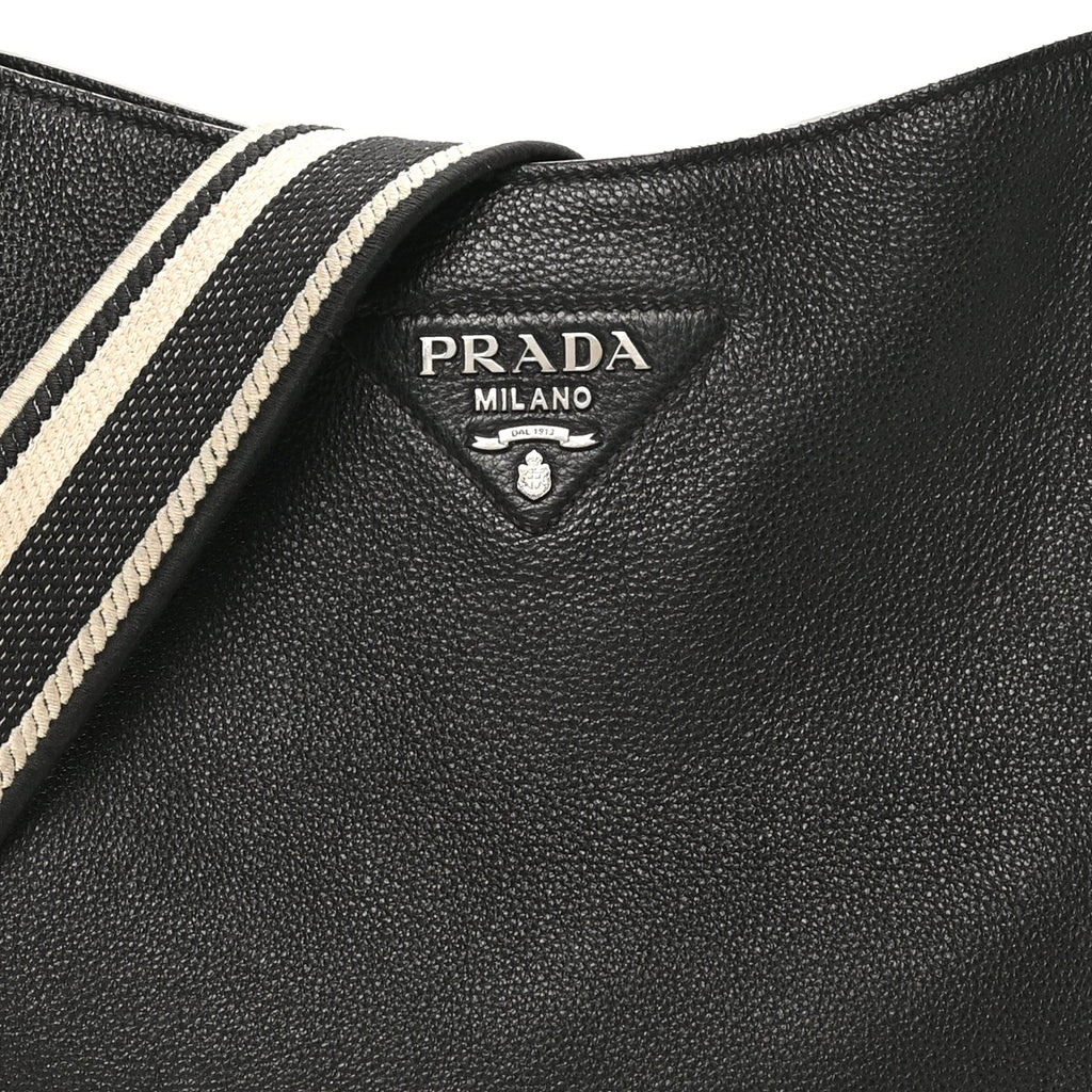 Vitello Daino Soft Hobo Messenger Bag Black