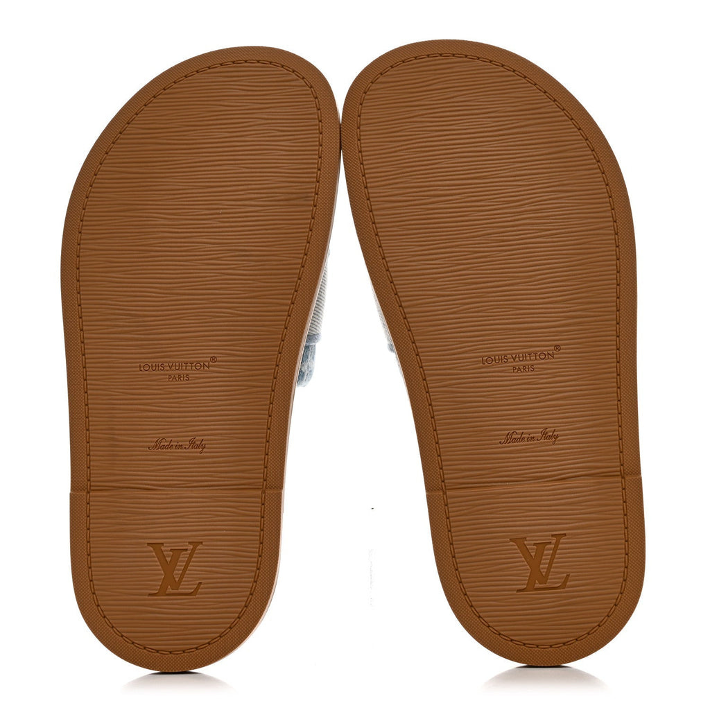 Monogram Denim LV Bliss Womens Comfort Mules 36.5 Turquoise