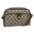 GUCCI GG Supreme Web Sherry Line Bag PVC Beige Gold 116 02 089 Auth BA13711