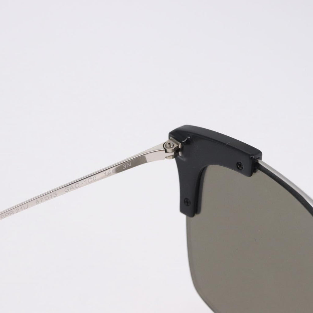 PRADA Sunglasses Metal Silver Black Auth BA15310