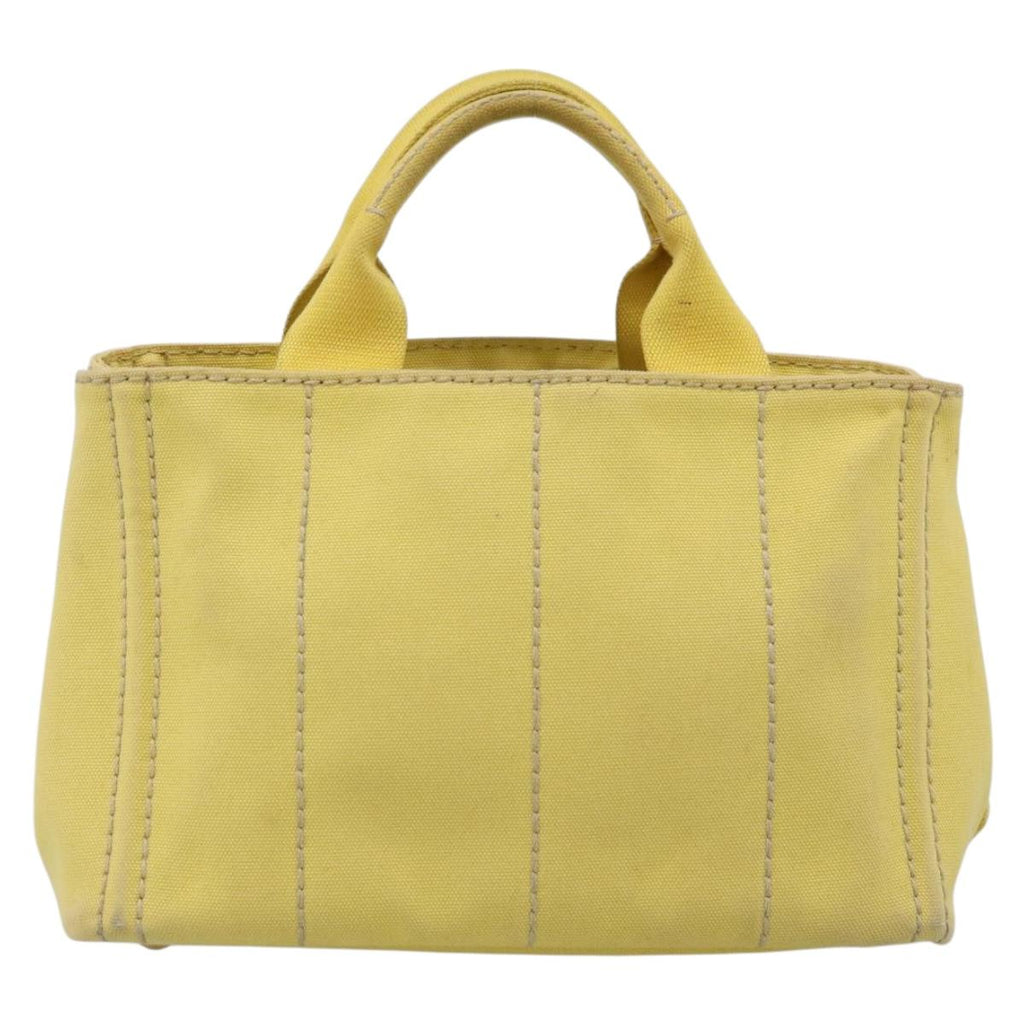 PRADA Kanapa PM Hand Bag Canvas Yellow Gold Tone Auth BA15357
