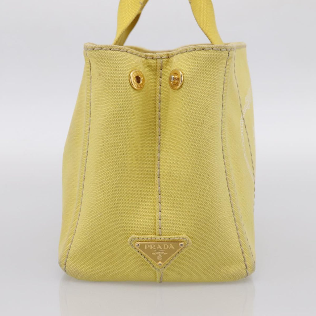 PRADA Kanapa PM Hand Bag Canvas Yellow Gold Tone Auth BA15357
