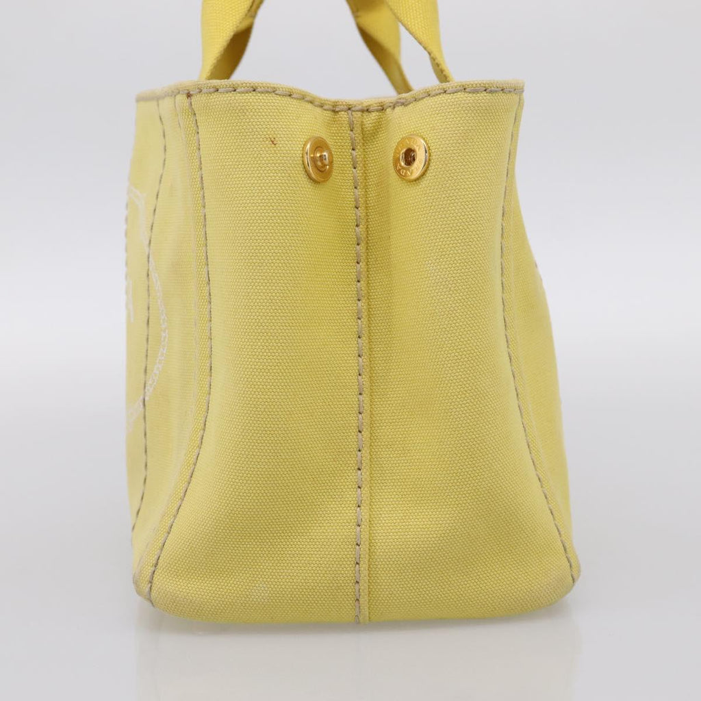 PRADA Kanapa PM Hand Bag Canvas Yellow Gold Tone Auth BA15357
