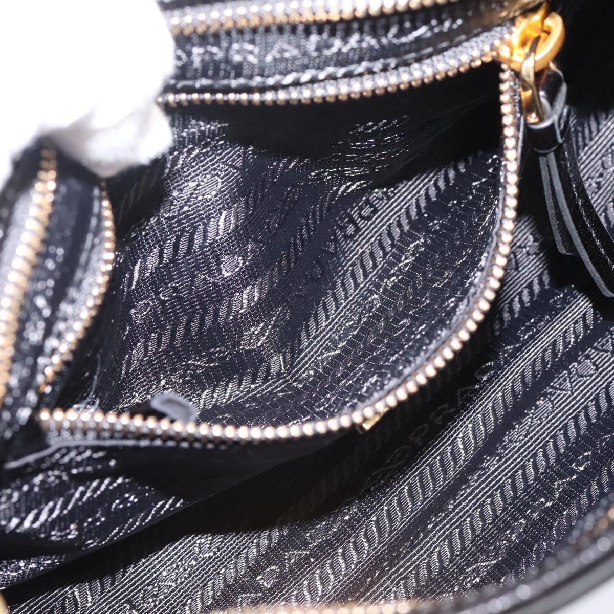 PRADA Bonnie Hand Bag Leather 2way Black Gold Auth BA15756SAM