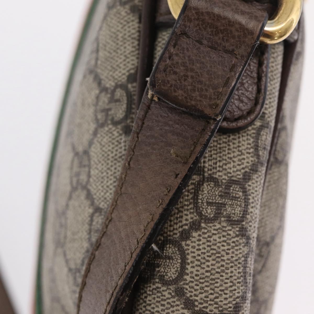 GUCCI GG Supreme Web Sherry Line Bag PVC Beige Gold 547926 Auth BA15831V