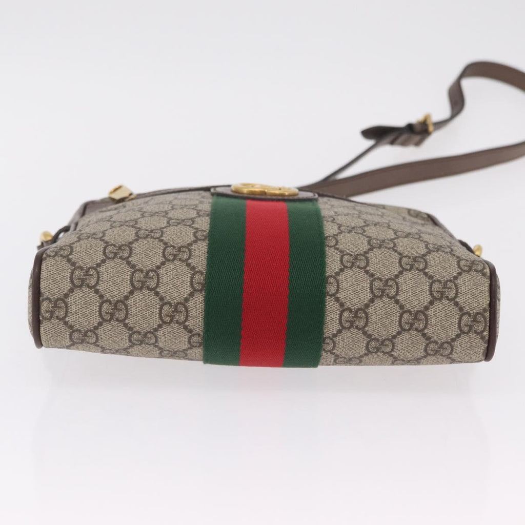 GUCCI GG Supreme Web Sherry Line Bag PVC Beige Gold 547926 Auth BA15831V