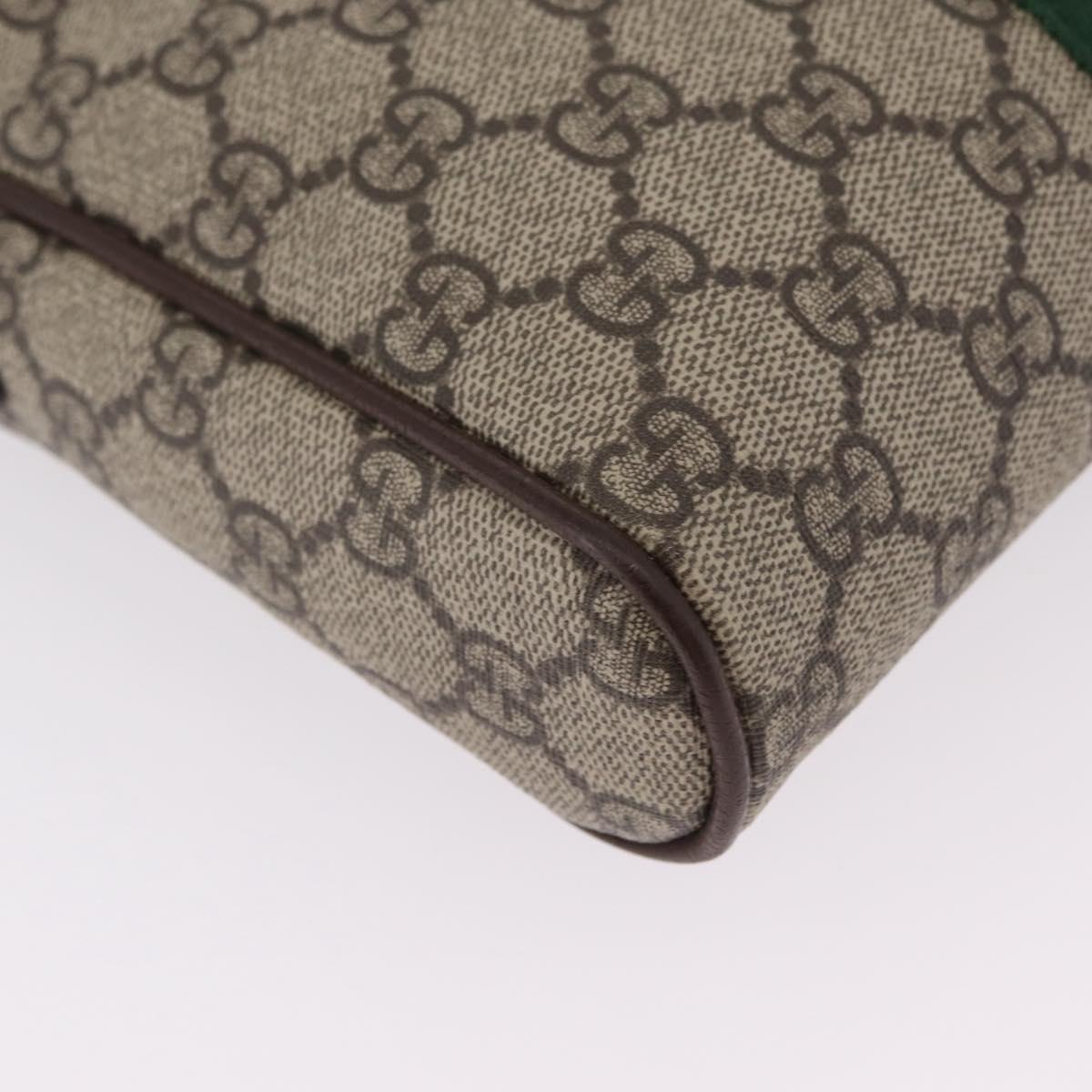 GUCCI GG Supreme Web Sherry Line Bag PVC Beige Gold 547926 Auth BA15831V