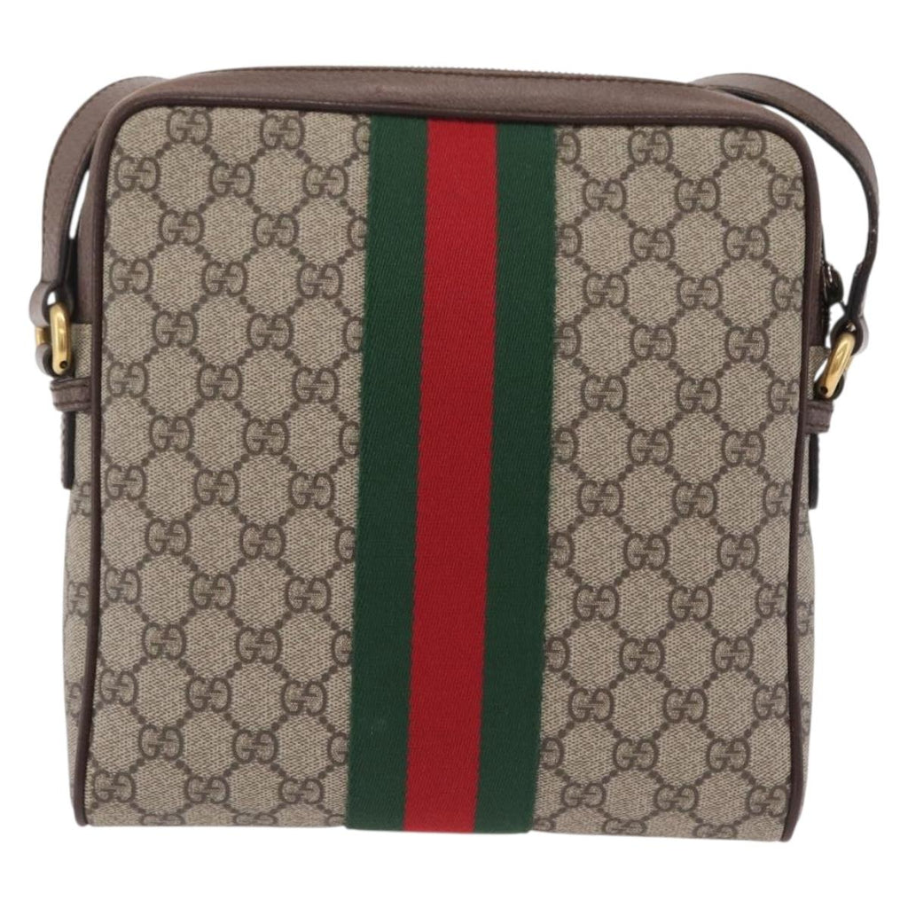 GUCCI GG Supreme Web Sherry Line Bag PVC Beige Gold 547926 Auth BA15831V