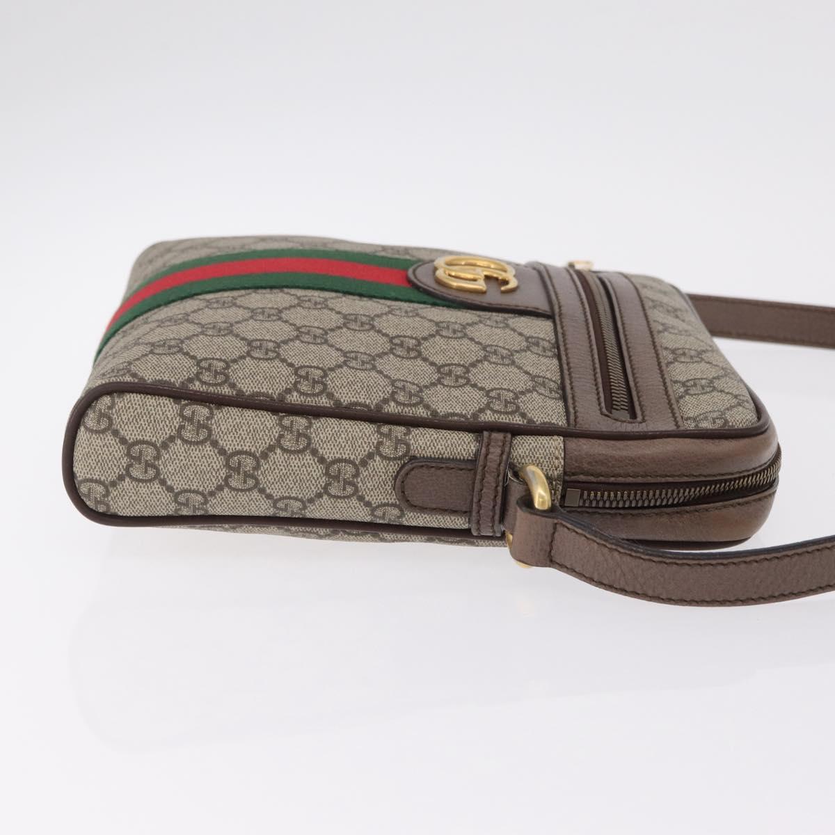 GUCCI GG Supreme Web Sherry Line Bag PVC Beige Gold 547926 Auth BA15831V