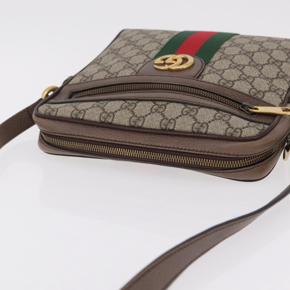 GUCCI GG Supreme Web Sherry Line Bag PVC Beige Gold 547926 Auth BA15831V
