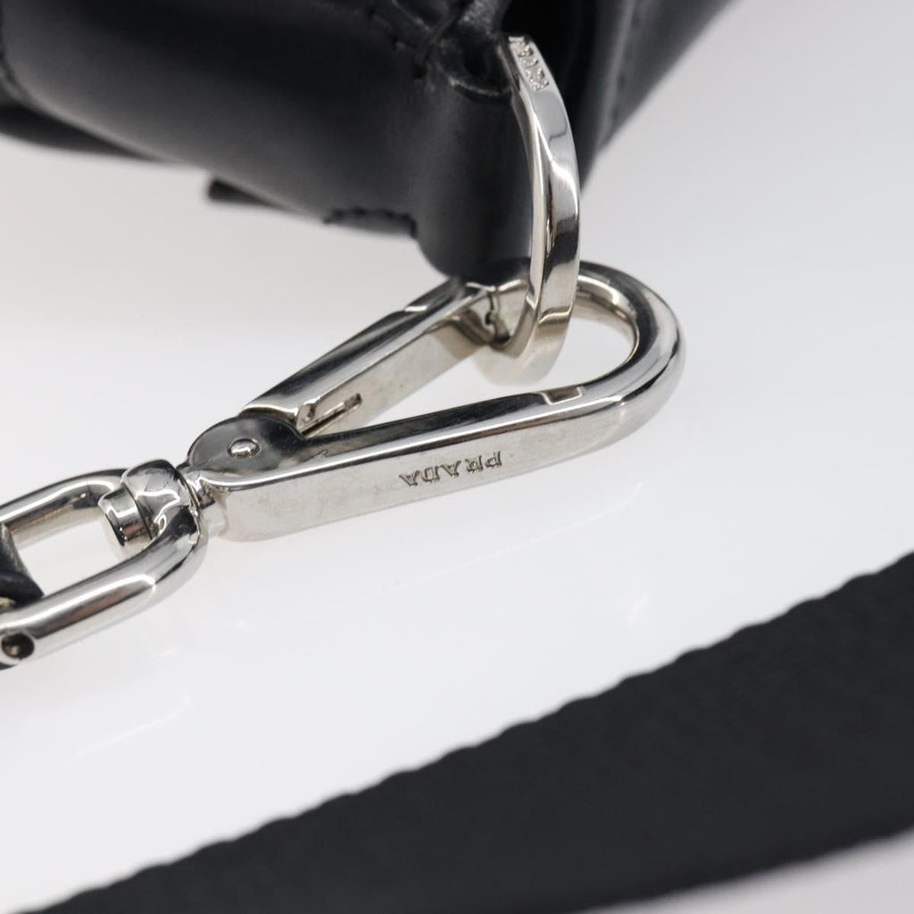 PRADA Shoulder Bag Leather Black Silver Auth BA15835V