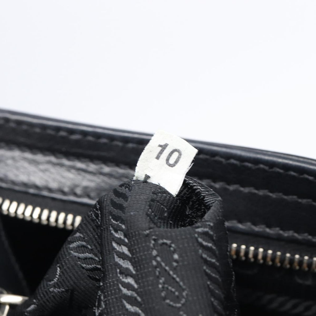 PRADA Shoulder Bag Leather Black Silver Auth BA15835V