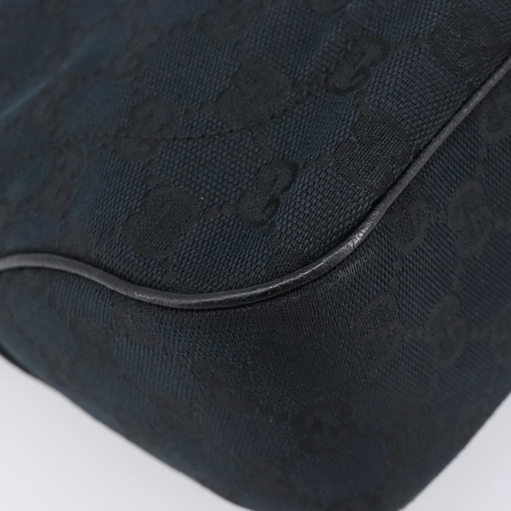 GUCCI GG Canvas Jackie Hand Bag Black Gold 145817 Auth BA15843V