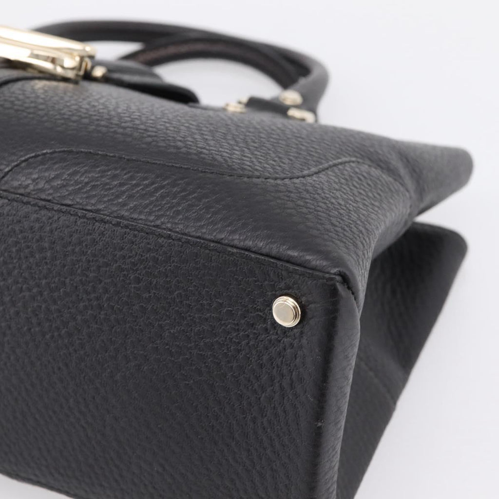 GUCCI Hand Bag Leather Black Gold 131325 Auth BA15848V