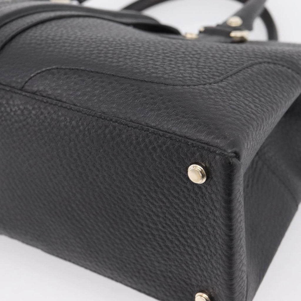 GUCCI Hand Bag Leather Black Gold 131325 Auth BA15848V