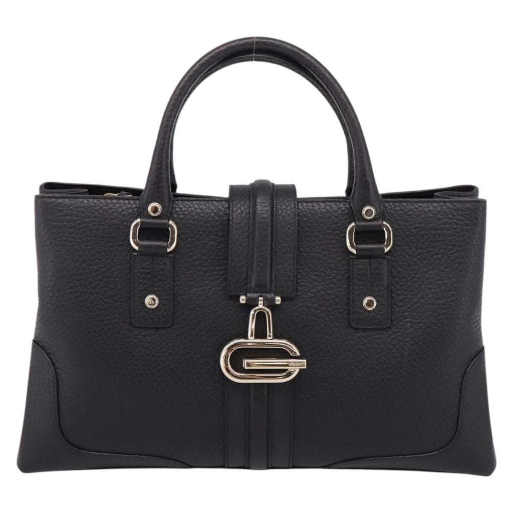 GUCCI Hand Bag Leather Black Gold 131325 Auth BA15848V
