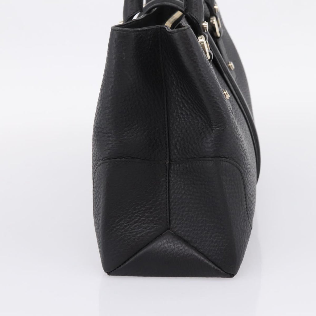 GUCCI Hand Bag Leather Black Gold 131325 Auth BA15848V