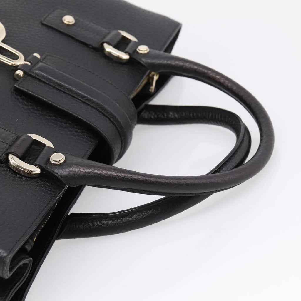GUCCI Hand Bag Leather Black Gold 131325 Auth BA15848V