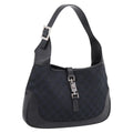 GUCCI GG Canvas Shoulder Bag Black Silver 001 3306 Auth BA15854V