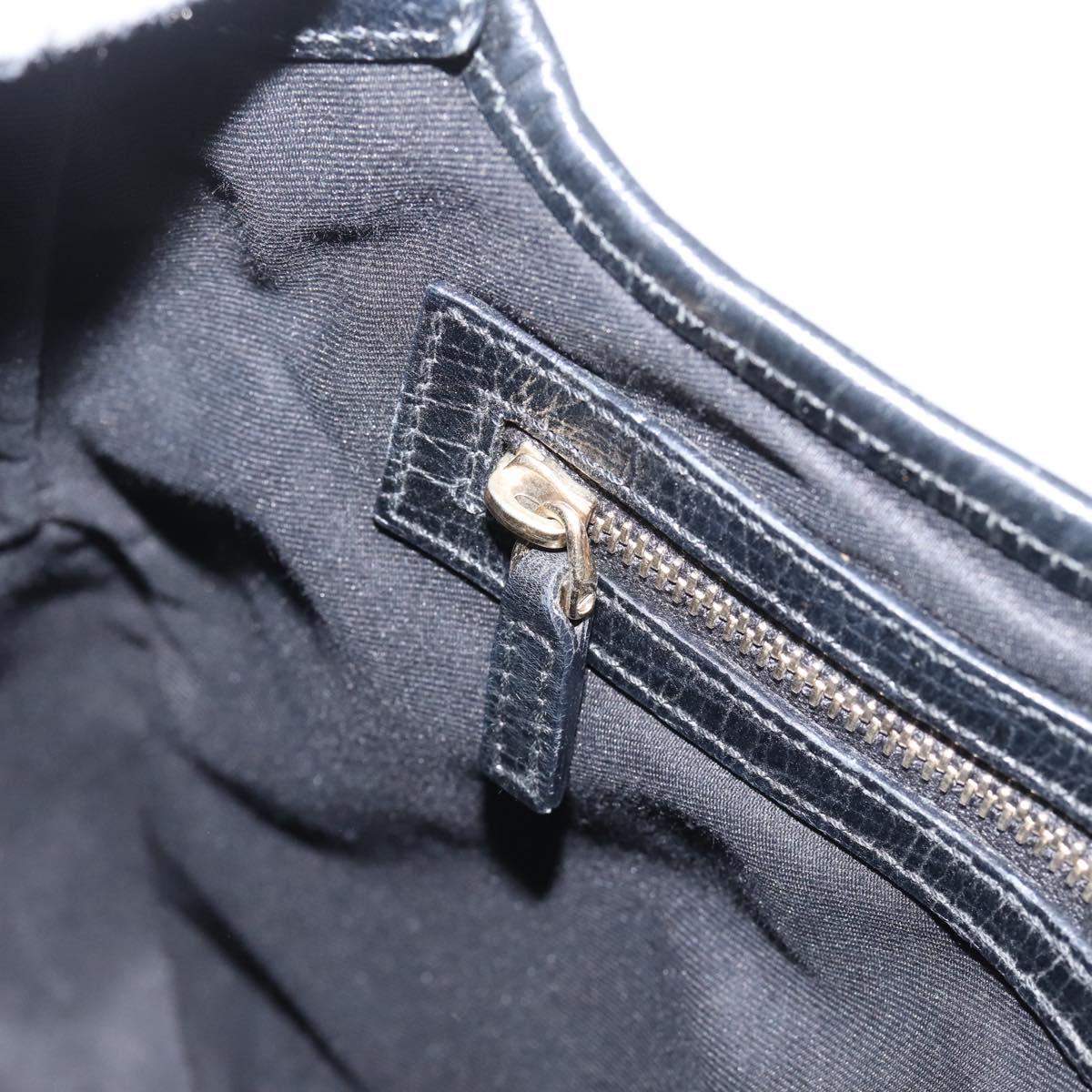 GUCCI GG Canvas Abby G Rock Shoulder Bag Leather Black Gold 130779 Auth BA15874V