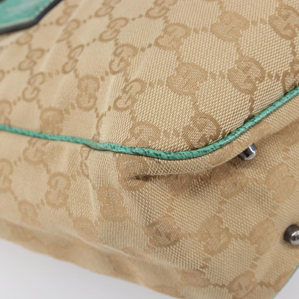 GUCCI GG Canvas Tote Bag Beige Silver 113019 Auth BA15877V