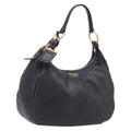 PRADA Shoulder Bag Vittero Dino Leather Black Gold Auth BA15917V