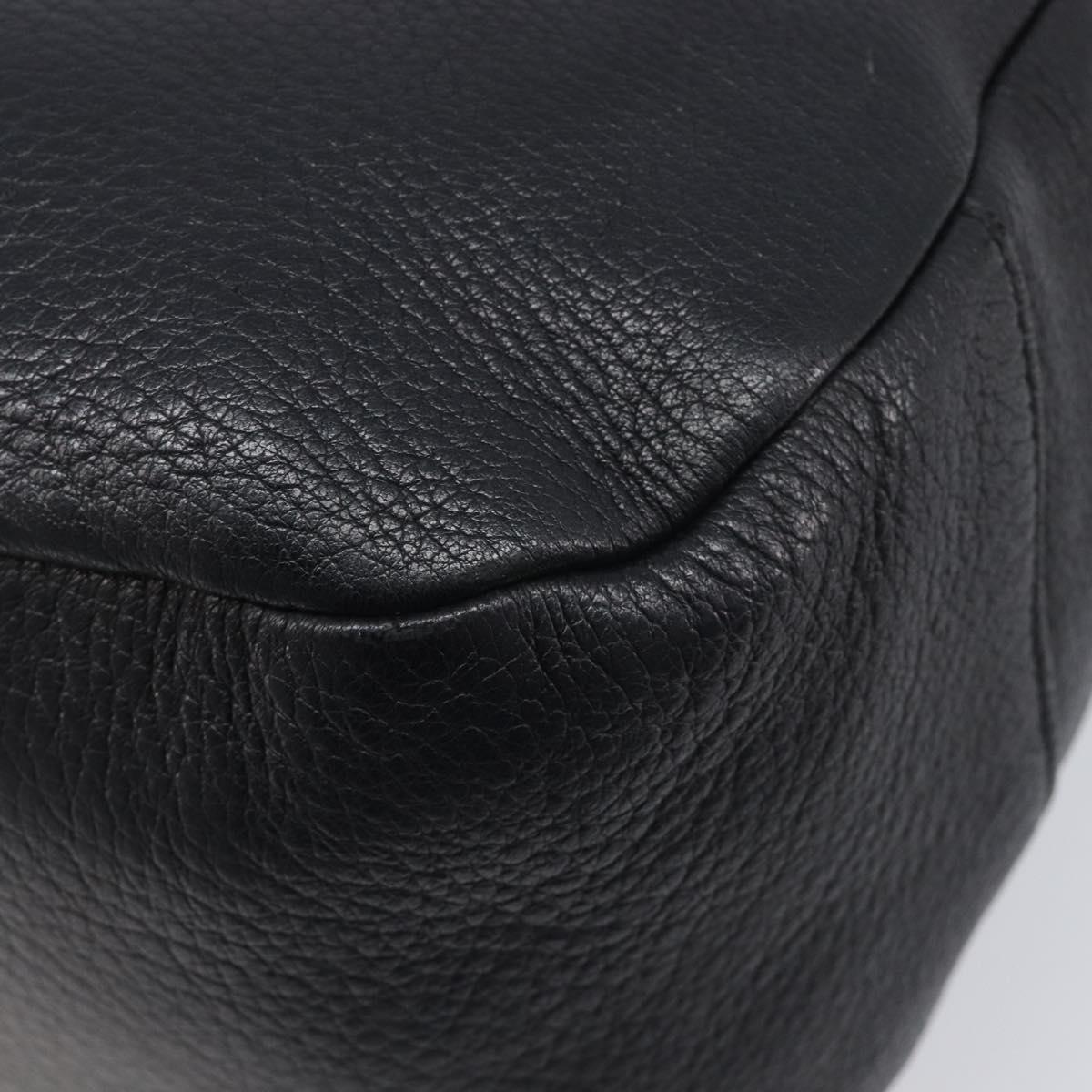 PRADA Shoulder Bag Vittero Dino Leather Black Gold Auth BA15917V