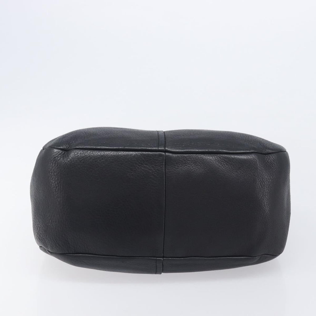 PRADA Shoulder Bag Vittero Dino Leather Black Gold Auth BA15917V