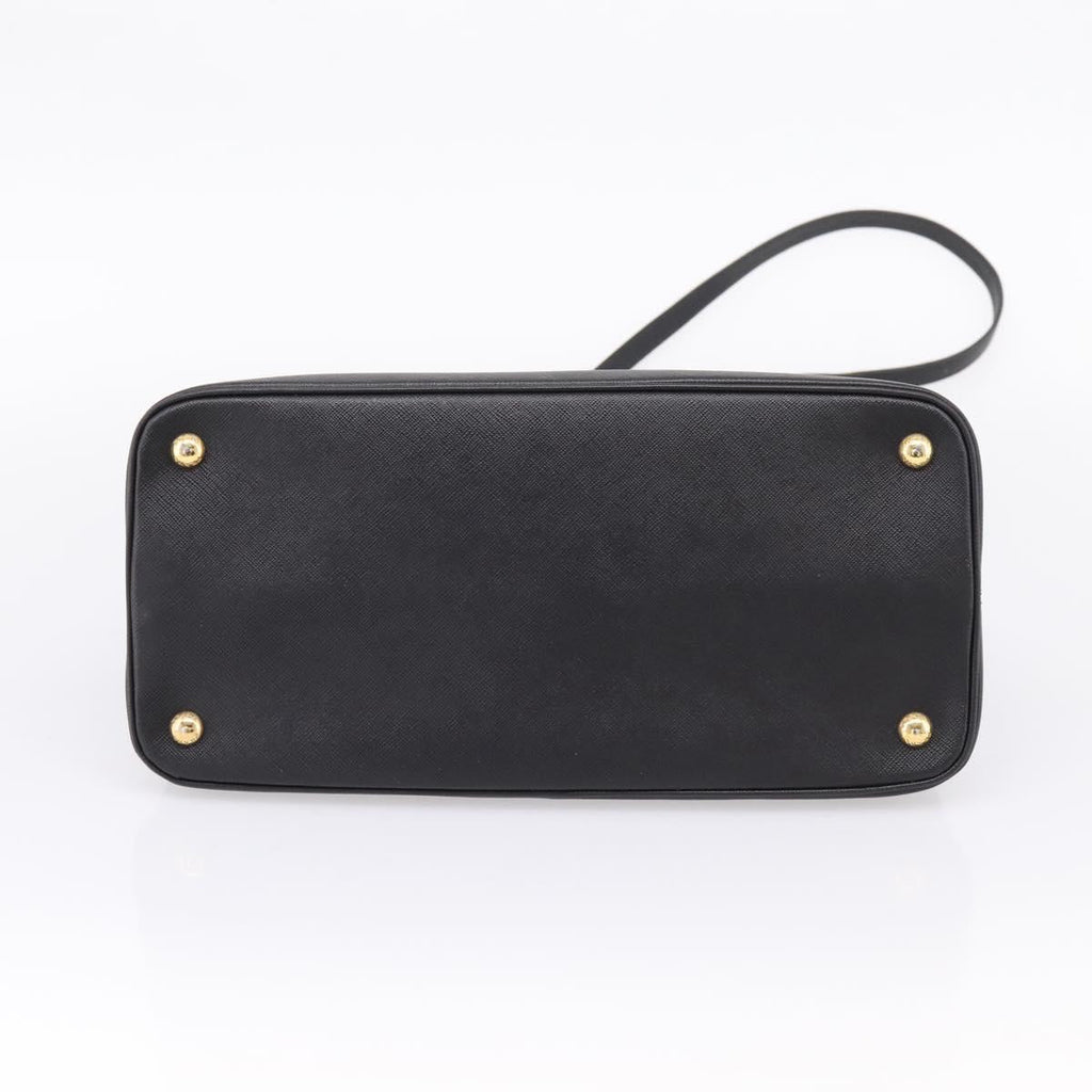 PRADA Hand Bag Safiano Leather 2way Black Gold Auth BA15919V