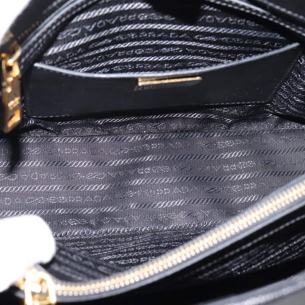 PRADA Hand Bag Safiano Leather 2way Black Gold Auth BA15919V