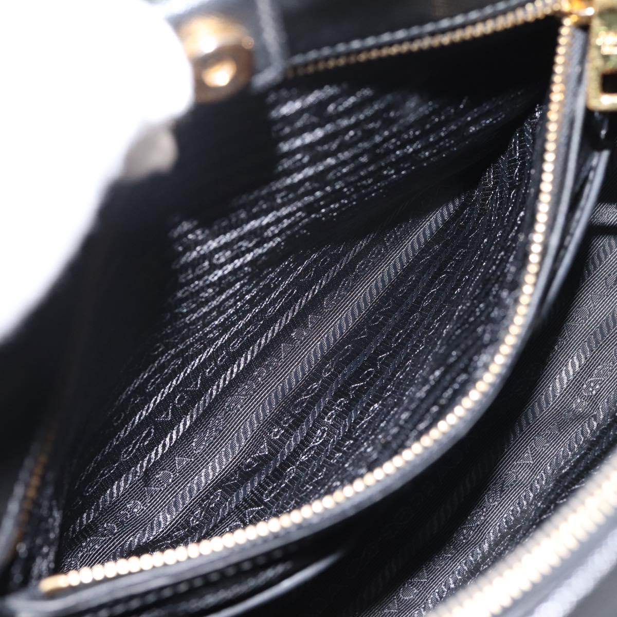 PRADA Hand Bag Safiano Leather 2way Black Gold Auth BA15919V