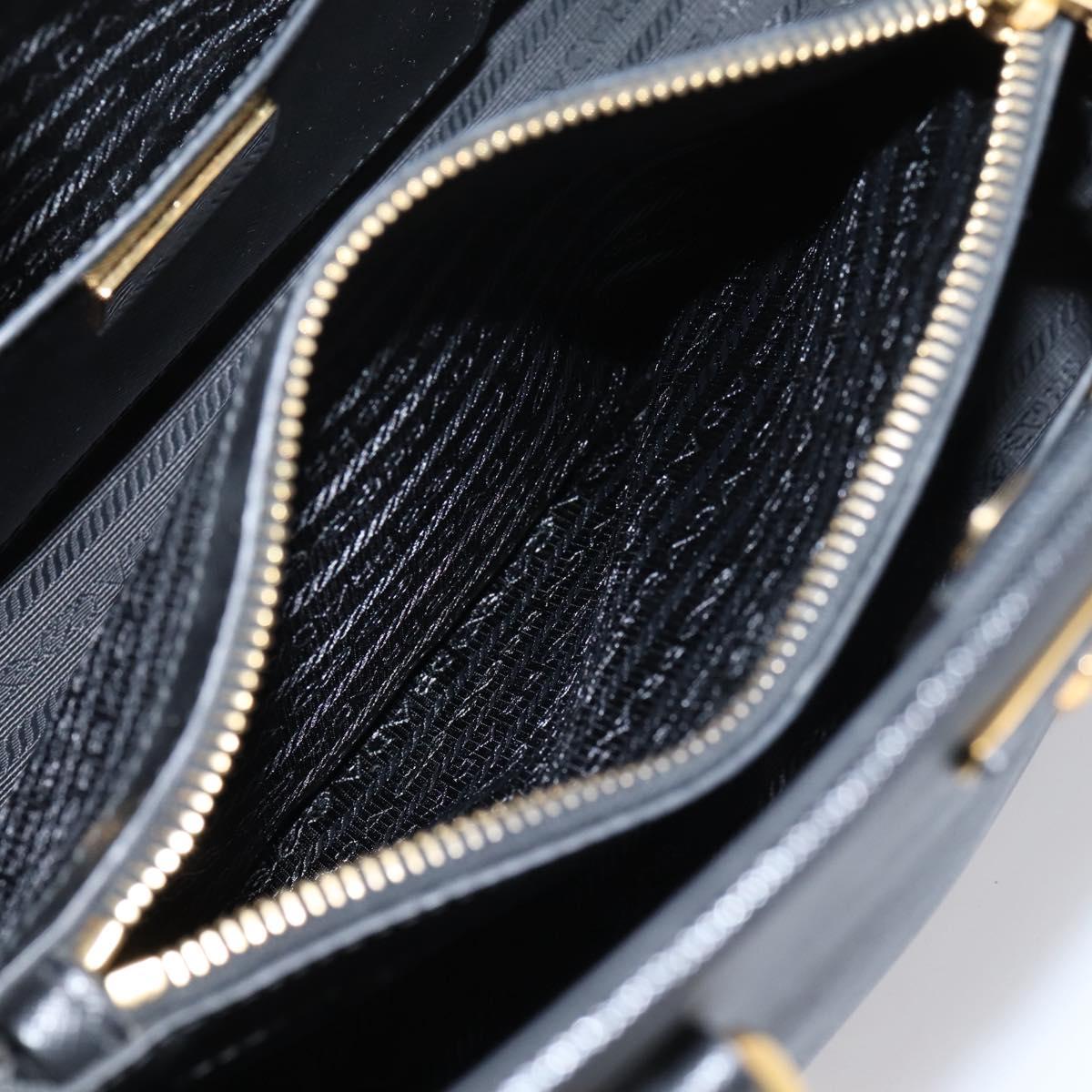 PRADA Hand Bag Safiano Leather 2way Black Gold Auth BA15919V