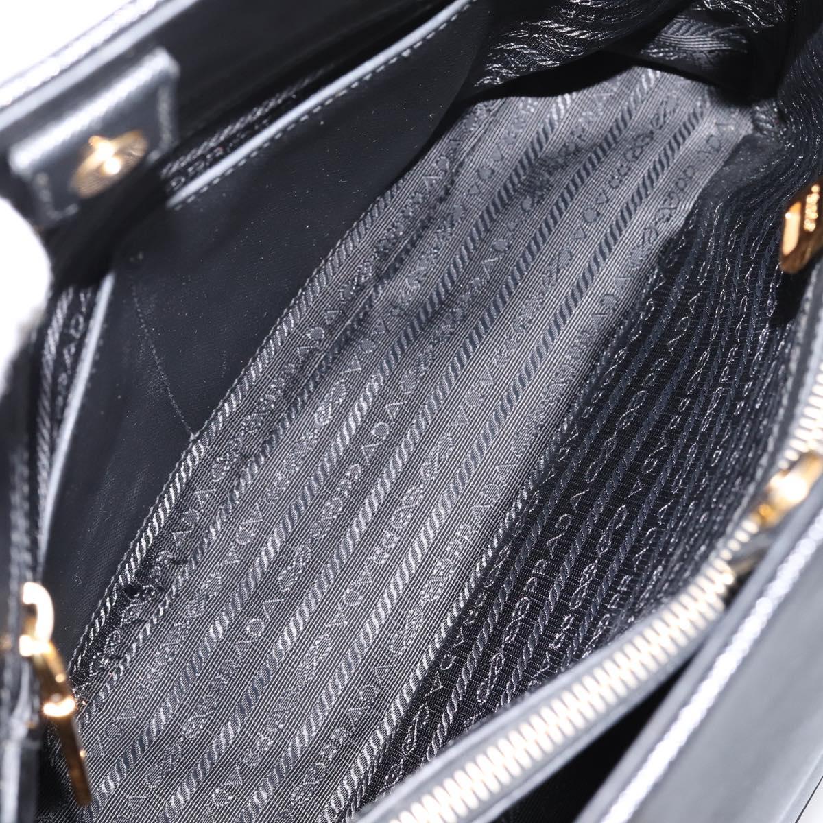 PRADA Hand Bag Safiano Leather 2way Black Gold Auth BA15919V