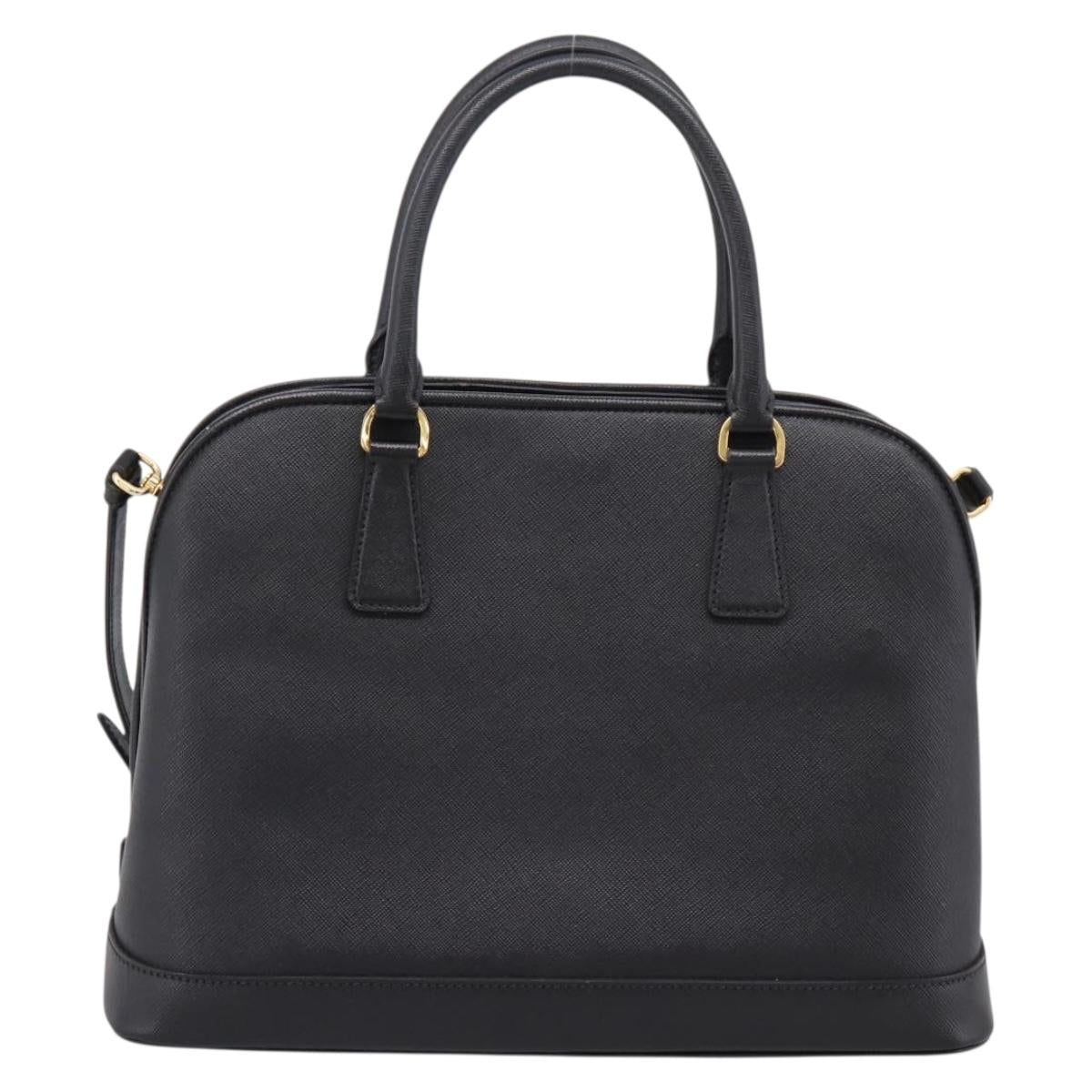 PRADA Hand Bag Safiano Leather 2way Black Gold Auth BA15919V