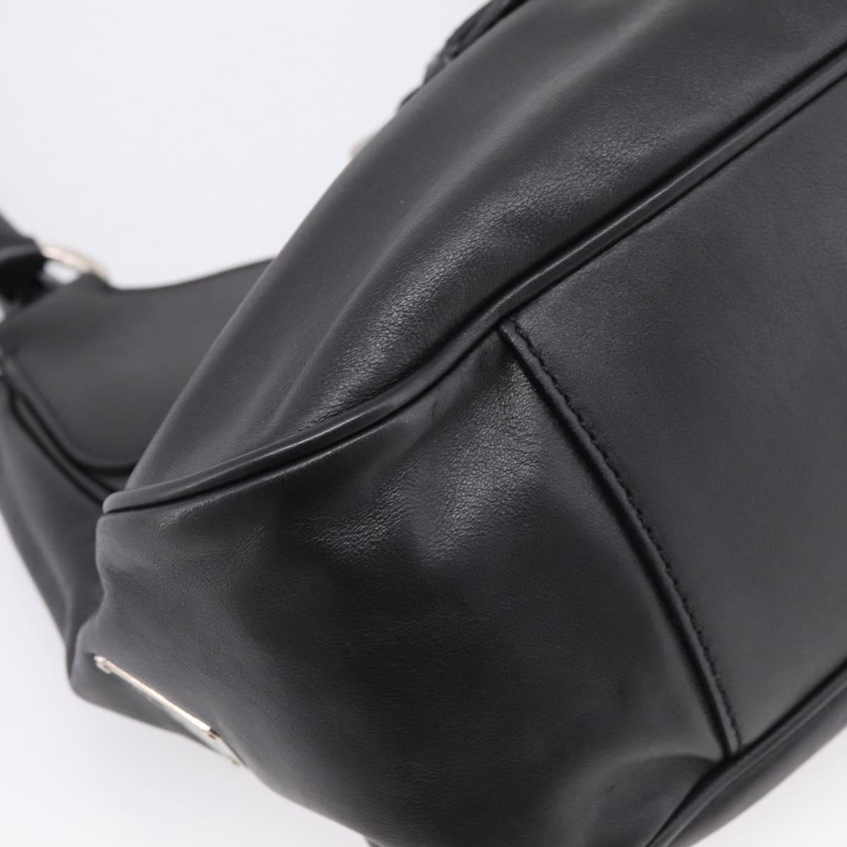 PRADA Shoulder Bag Leather Black Silver Auth BA15920M