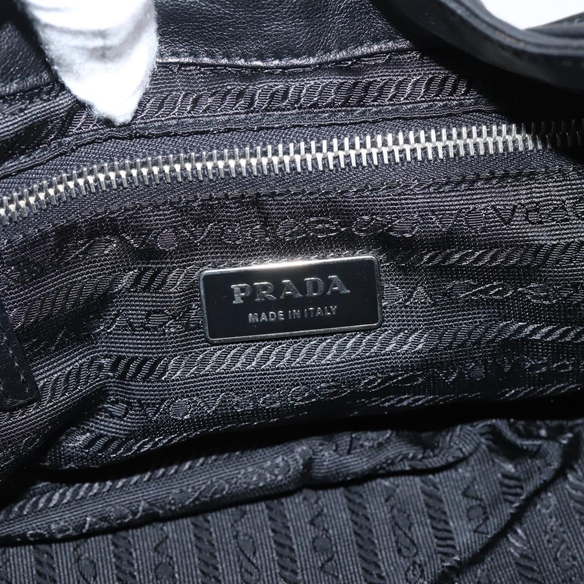 PRADA Shoulder Bag Leather Black Silver Auth BA15920M