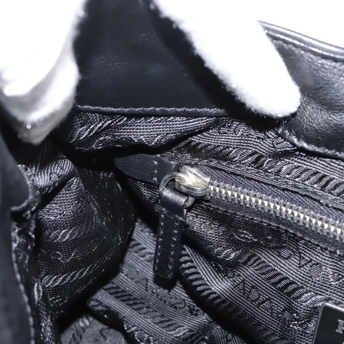 PRADA Shoulder Bag Leather Black Silver Auth BA15920M