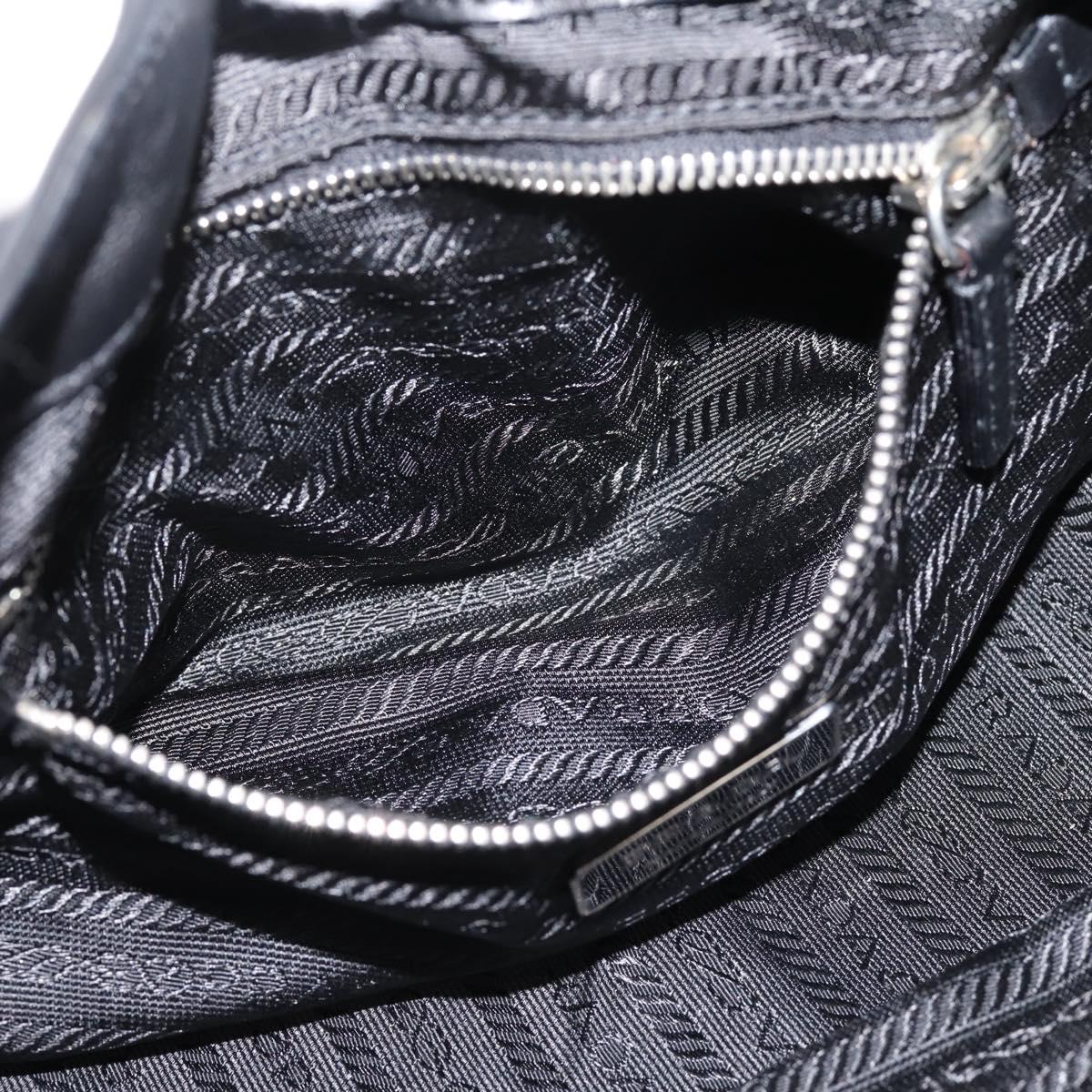 PRADA Shoulder Bag Leather Black Silver Auth BA15920M