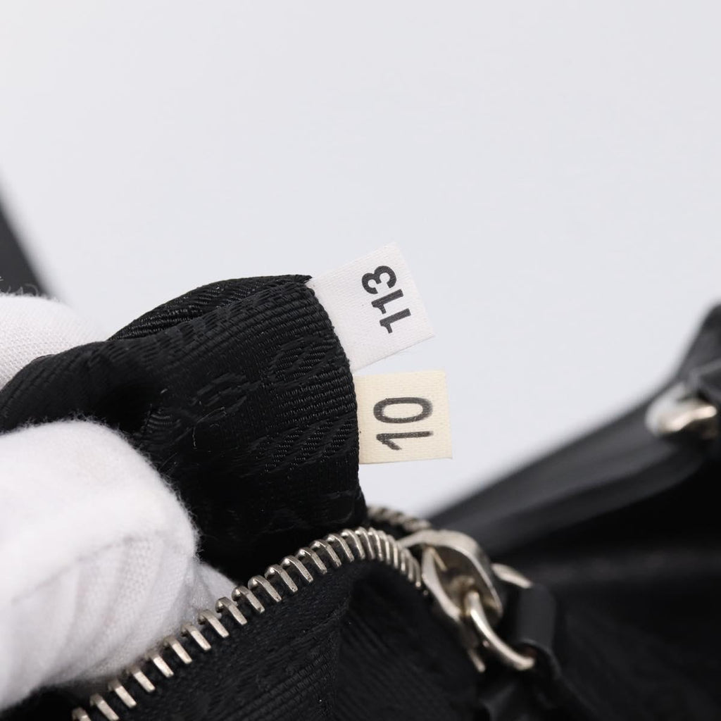 PRADA Shoulder Bag Leather Black Silver Auth BA15920M