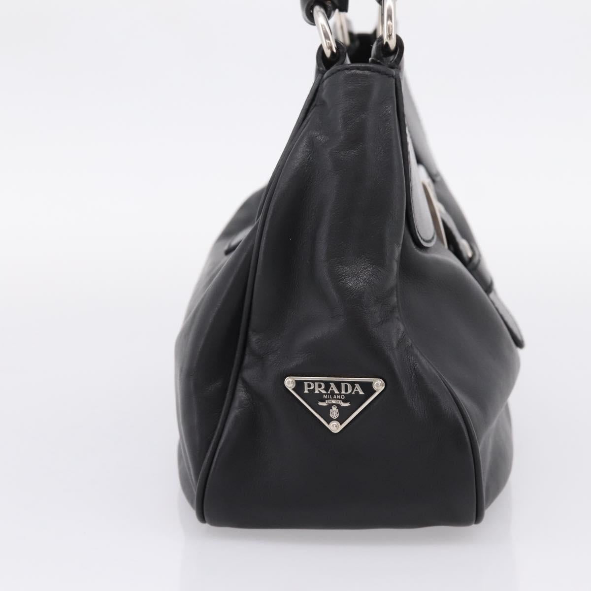 PRADA Shoulder Bag Leather Black Silver Auth BA15920M