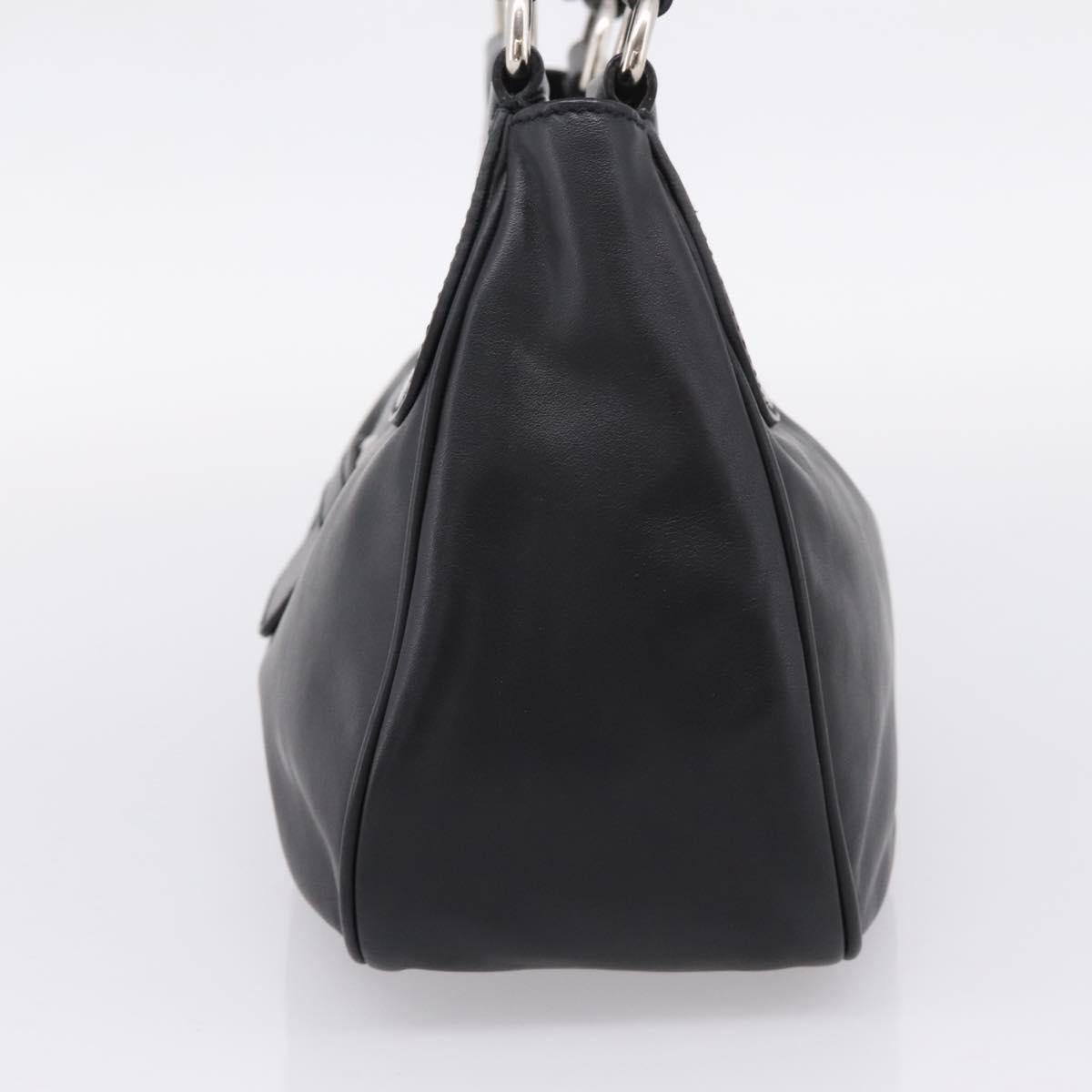 PRADA Shoulder Bag Leather Black Silver Auth BA15920M