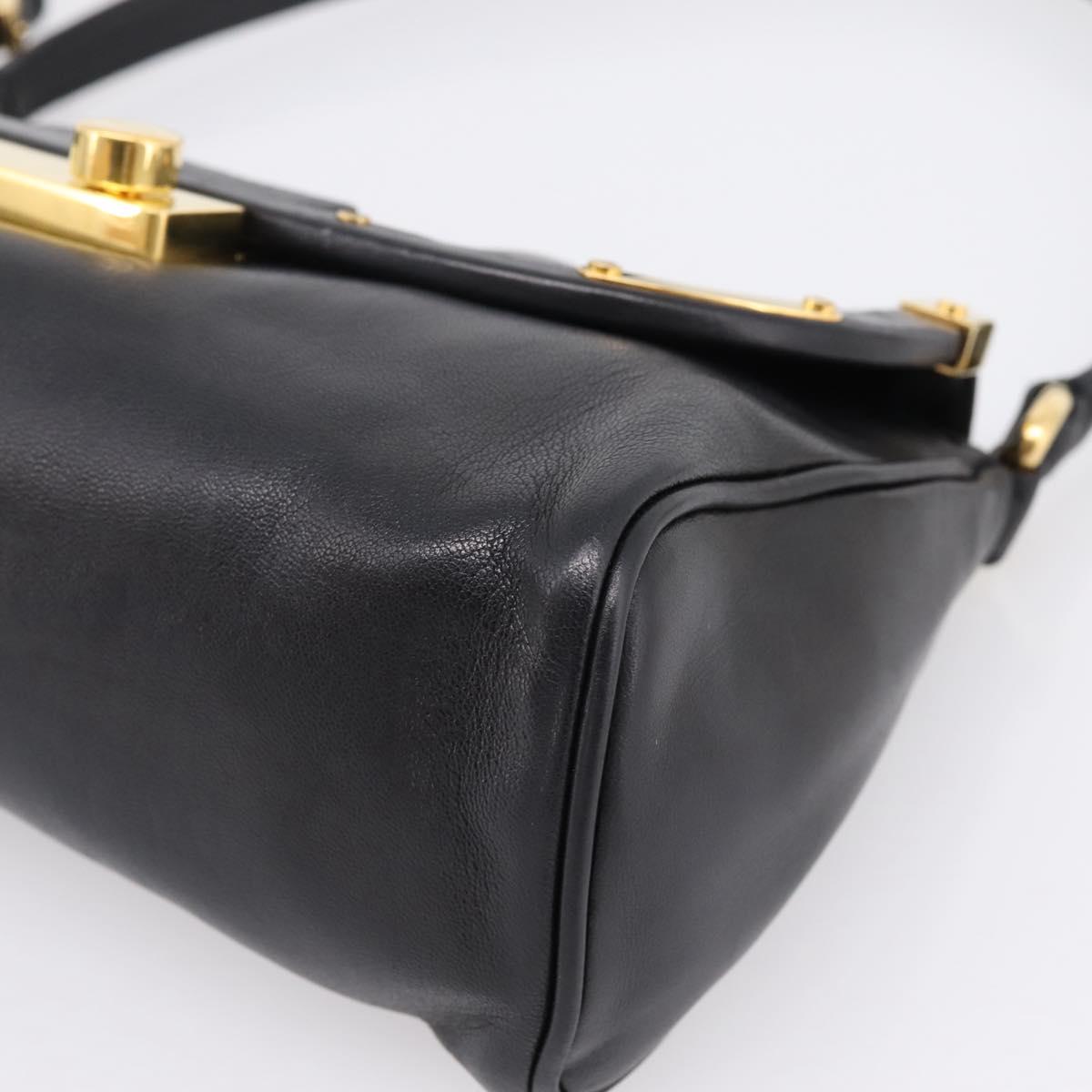 PRADA Shoulder Bag Leather Black Gold Auth BA15922M