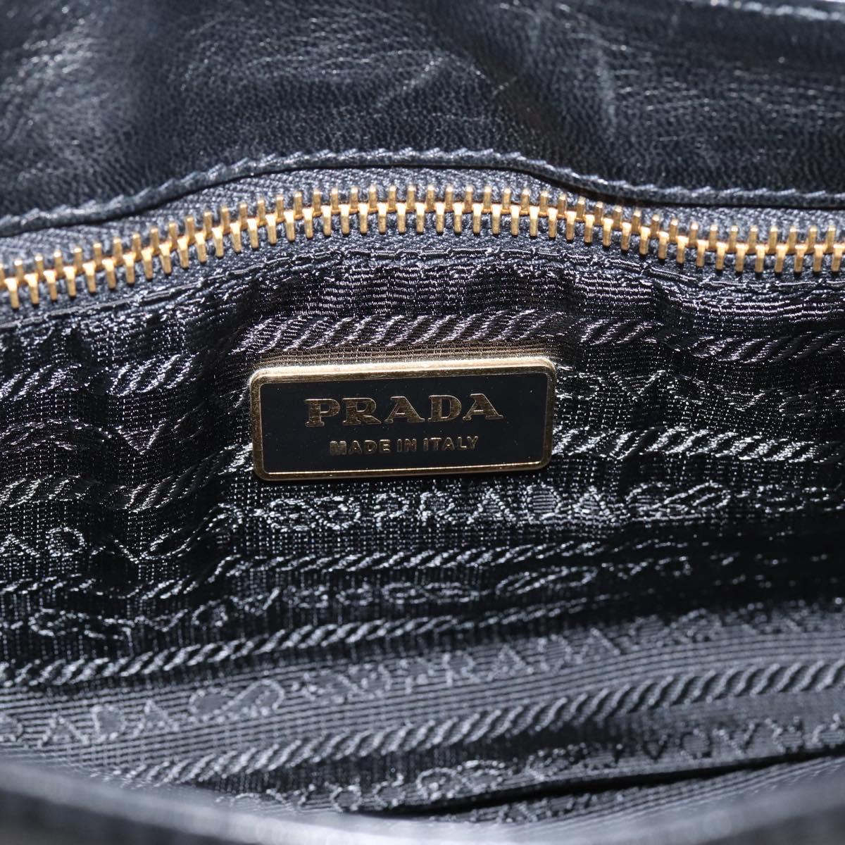 PRADA Shoulder Bag Leather Black Gold Auth BA15922M