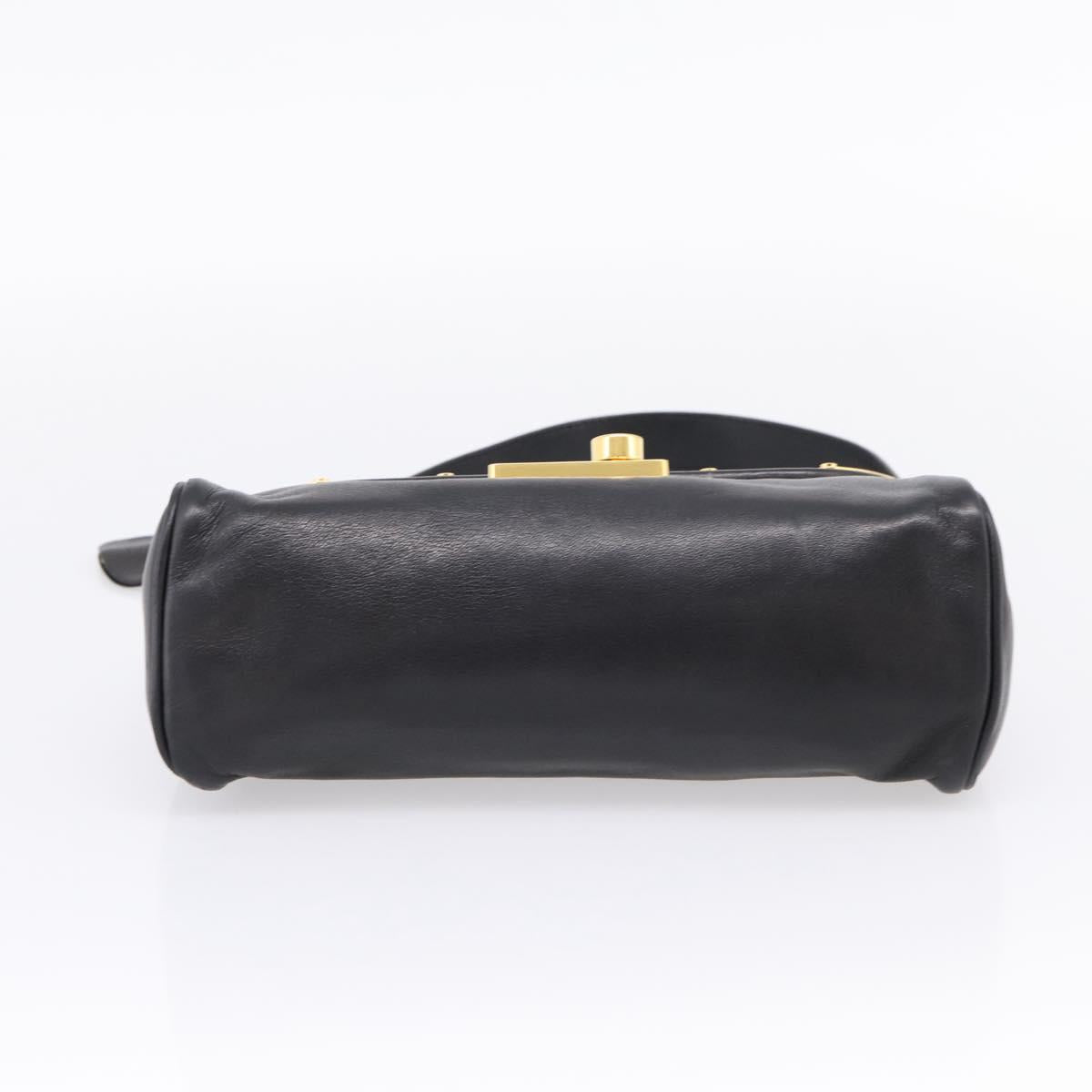 PRADA Shoulder Bag Leather Black Gold Auth BA15922M