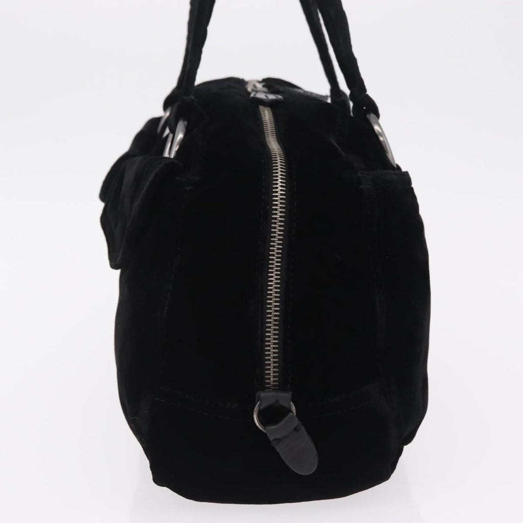 PRADA Hand Bag Velor Black Silver Auth BA15923V