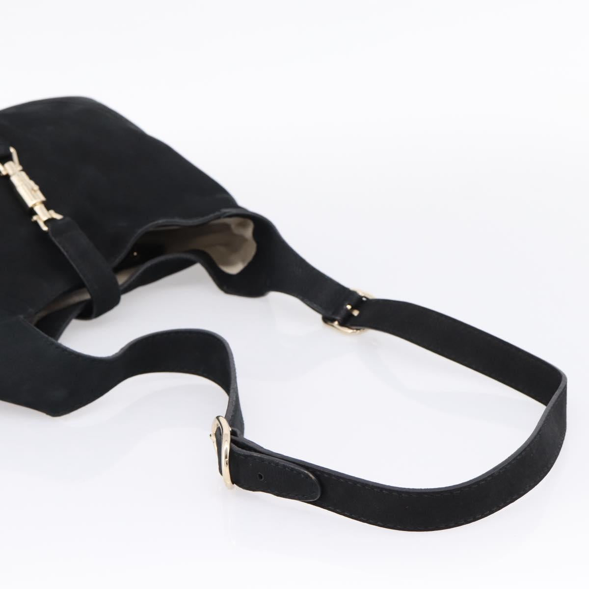 GUCCI New Jackie Shoulder Bag Leather Black Gold 277520 Auth BA15959V