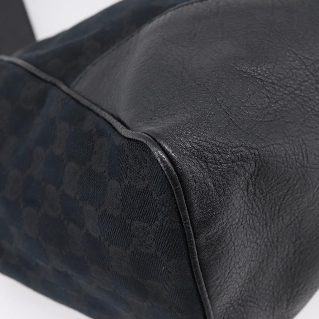 GUCCI GG Canvas Tote Bag Black Gold 223972 Auth BA15960V