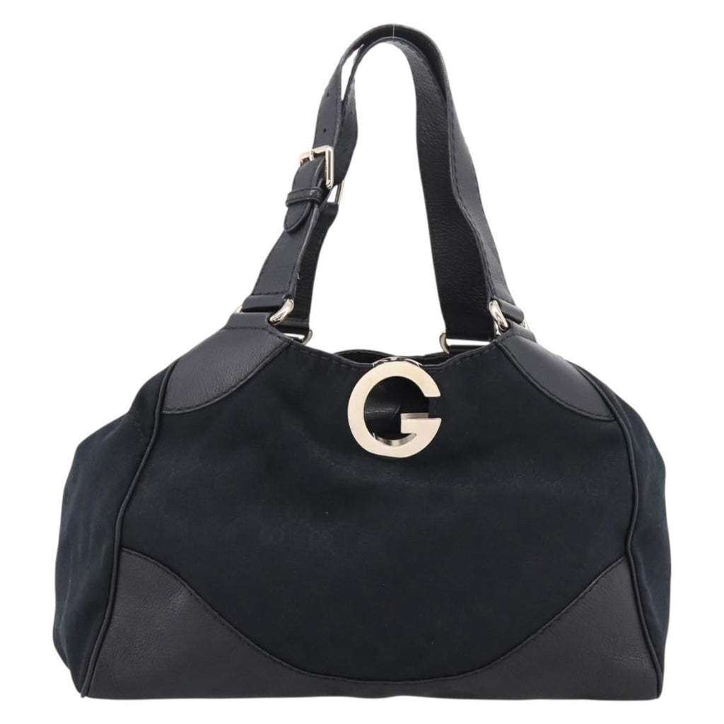 GUCCI GG Canvas Tote Bag Black Gold 223972 Auth BA15960V