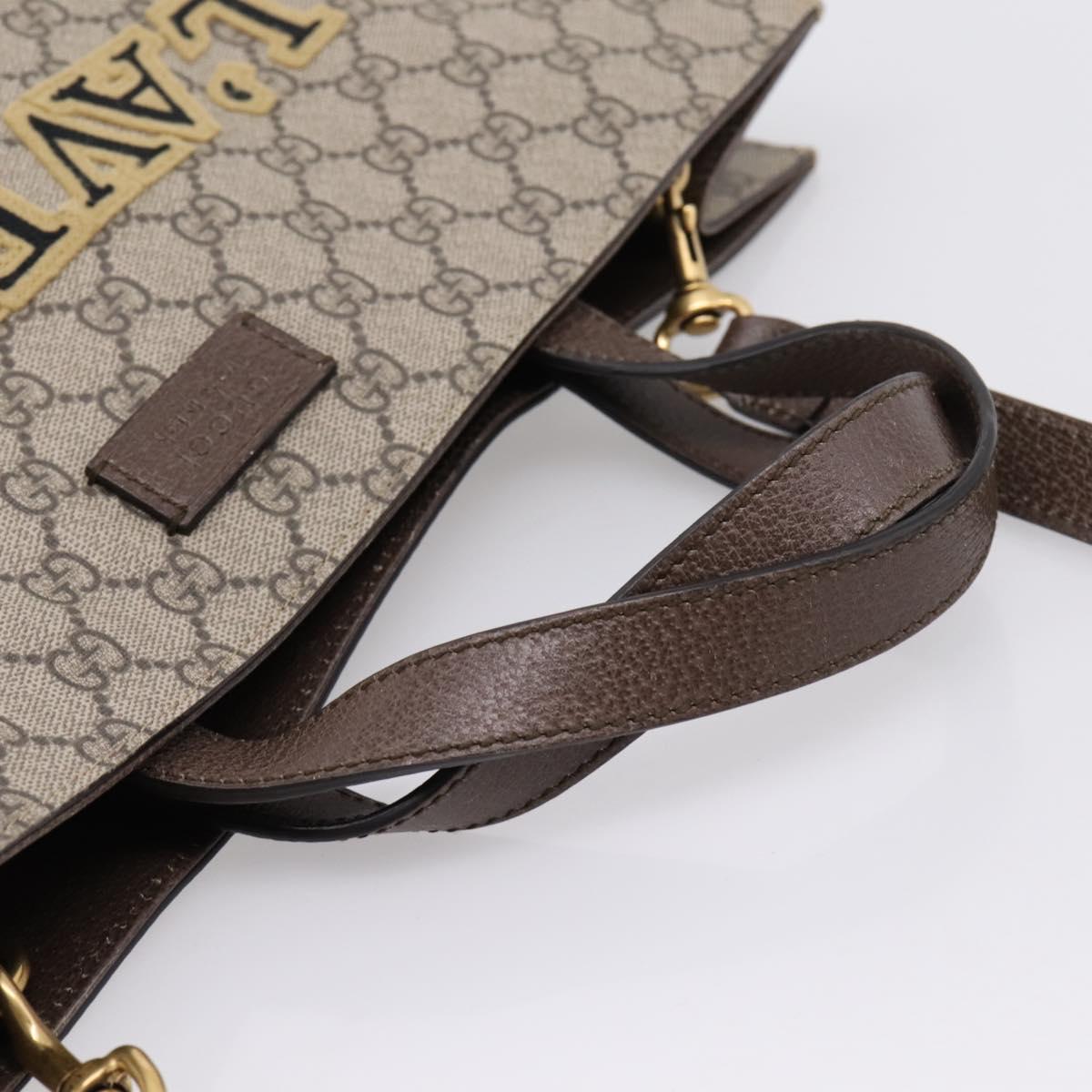 GUCCI GG Supreme Tote Bag PVC 2way Beige Gold 450950 Auth BA15961V