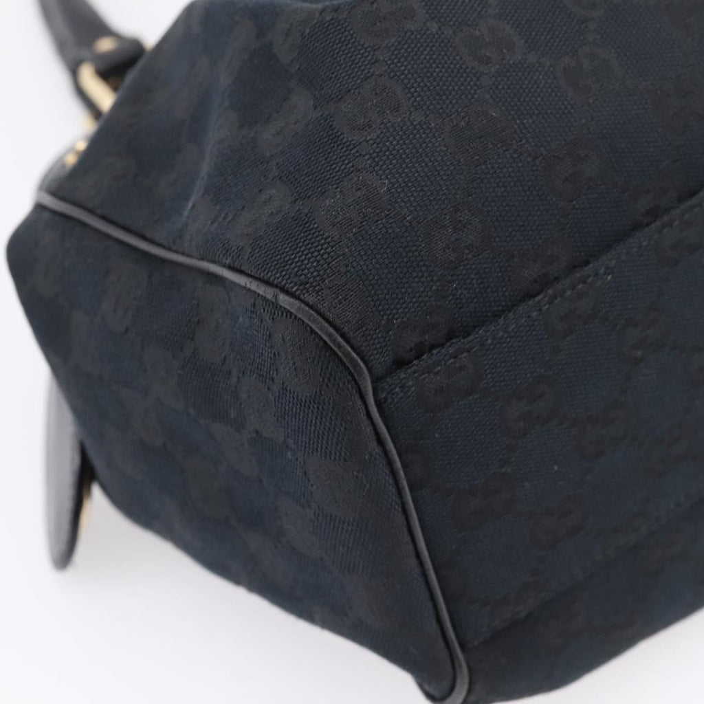 GUCCI GG Canvas Sukey Hand Bag Black Gold 211944 Auth BA15982V